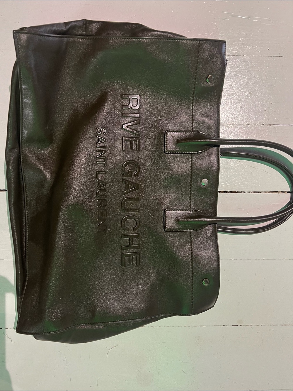 Saint Laurent Black Rive Gauche Leather Tote